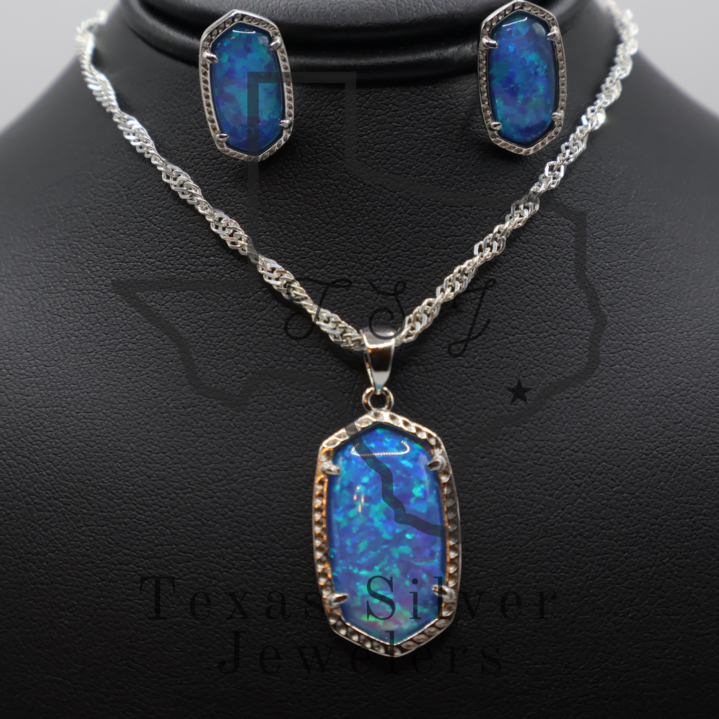 Large Opal Pendant and Earrings Set - 2 Colors