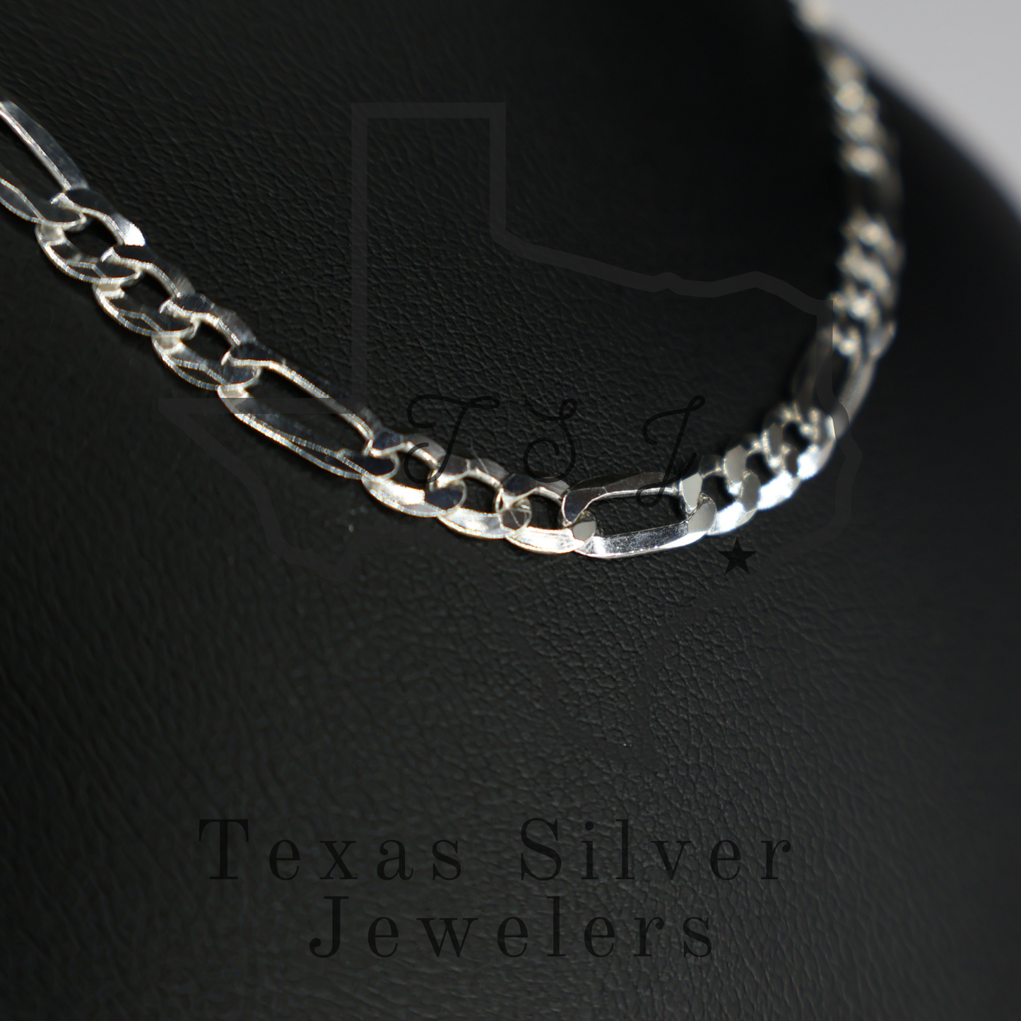 Flat Sterling Silver Figaro Chain - 4.6mm LAST ACT