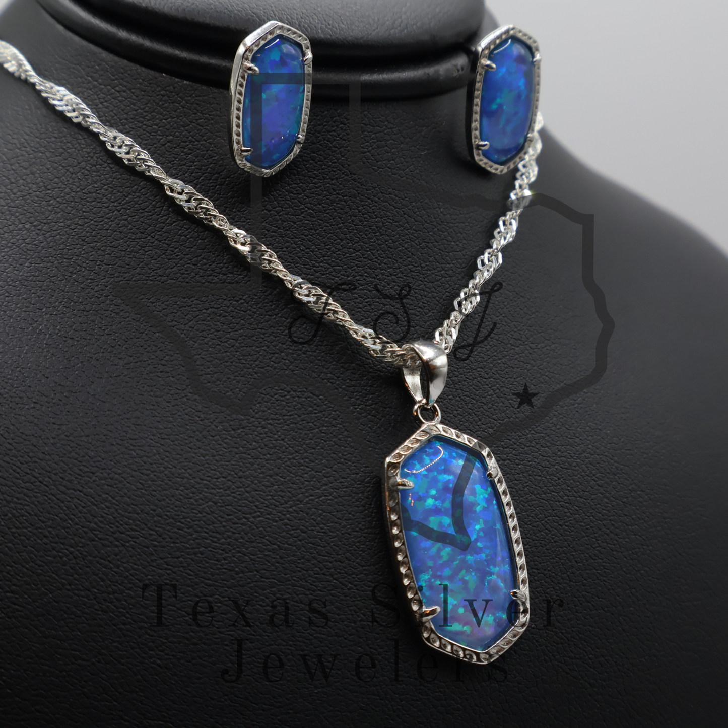 Large Opal Pendant and Earrings Set - 2 Colors