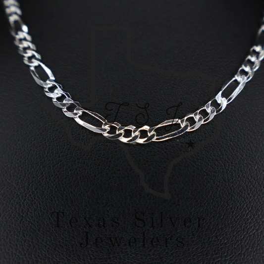 Flat Sterling Silver Figaro Chain - 3.7mm SALE