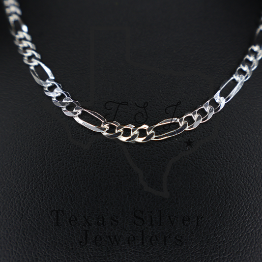 Flat Sterling Silver Figaro Chain - 3.7mm LAST ACT