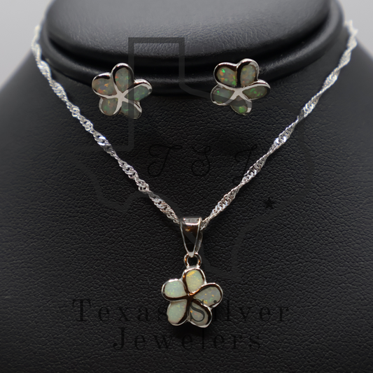 Youth Opal Flower Pendant and Earrings Set - 2 Colors