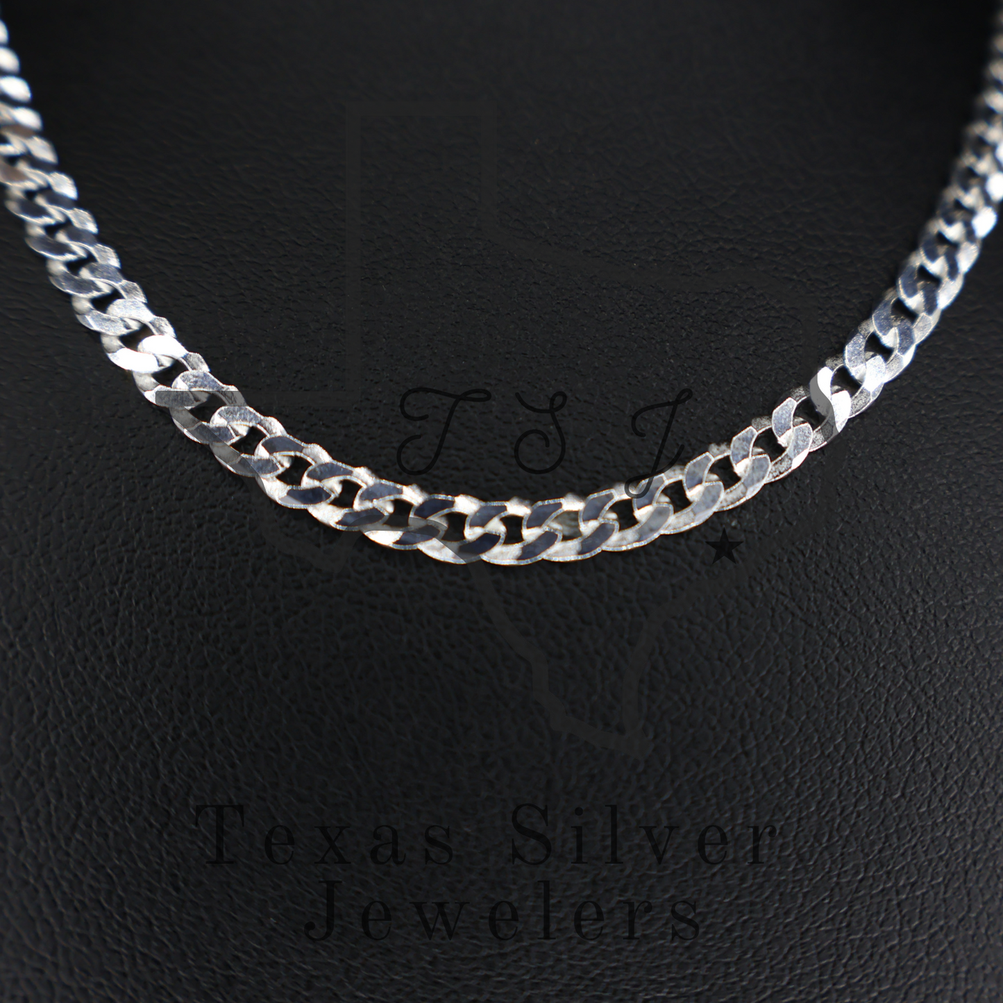 Flat Sterling Silver Curb Chain - 4mm LAST ACT