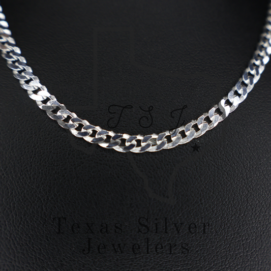 Flat Sterling Silver Curb Chain - 4mm SALE
