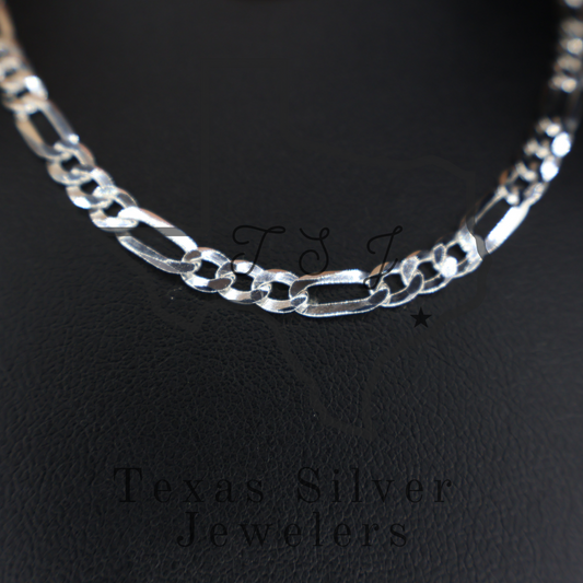 Flat Sterling Silver Figaro Chain - 4.6mm SALE