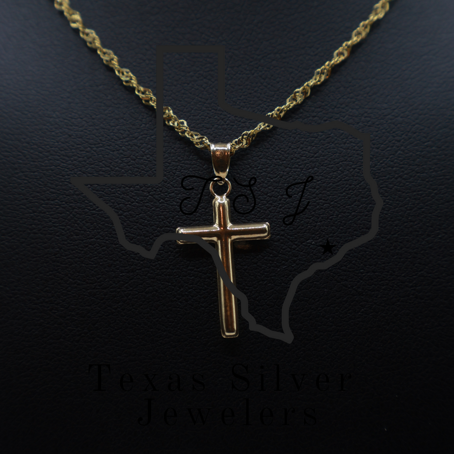 14kt Gold 20" Singapore Chain with Cross Pendant