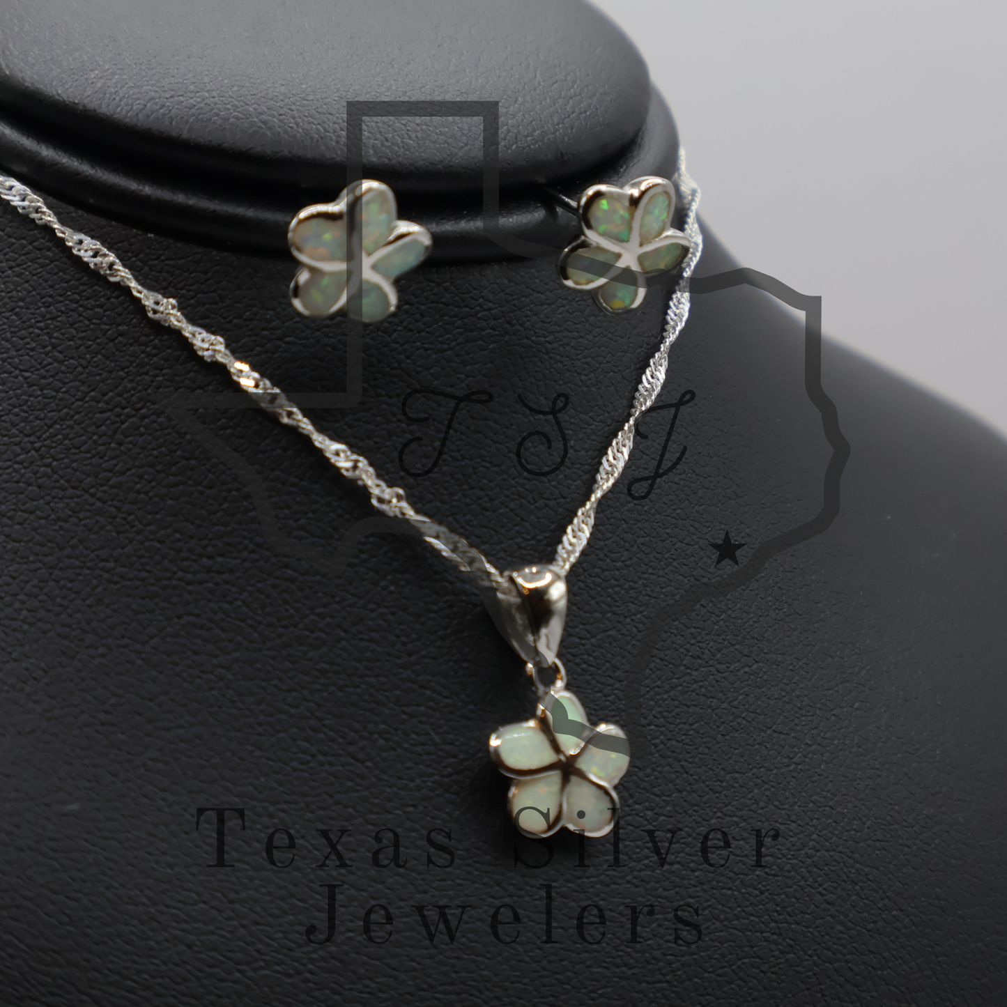 Youth Opal Flower Pendant and Earrings Set - 2 Colors
