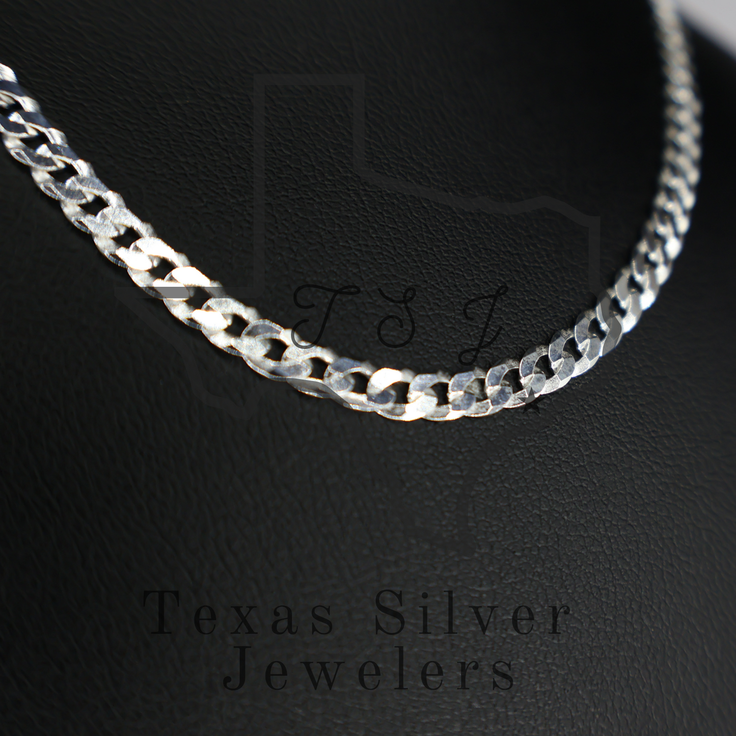 Flat Sterling Silver Curb Chain - 4mm LAST ACT