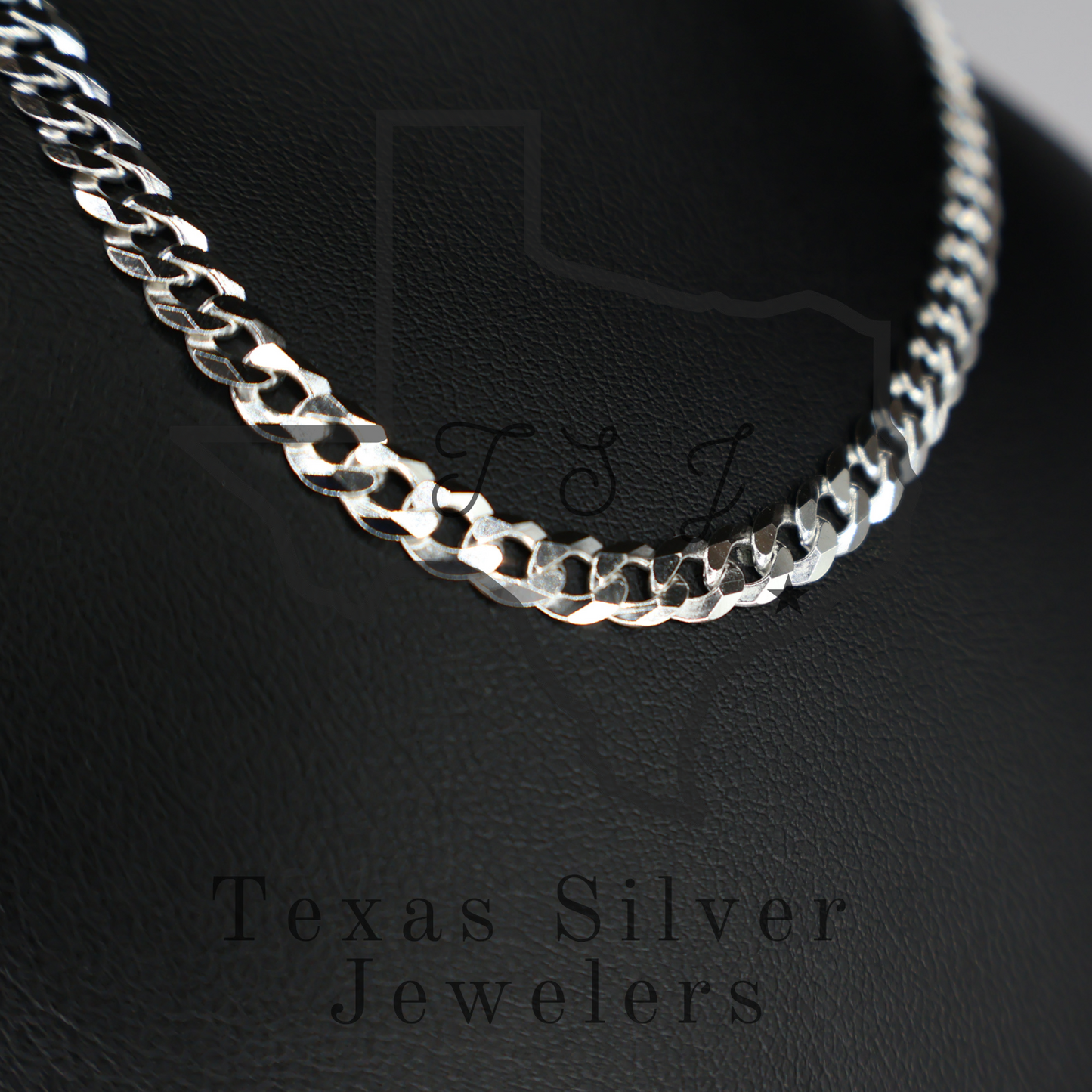 Flat Sterling Silver Curb Chain - 5.5mm LAST ACT