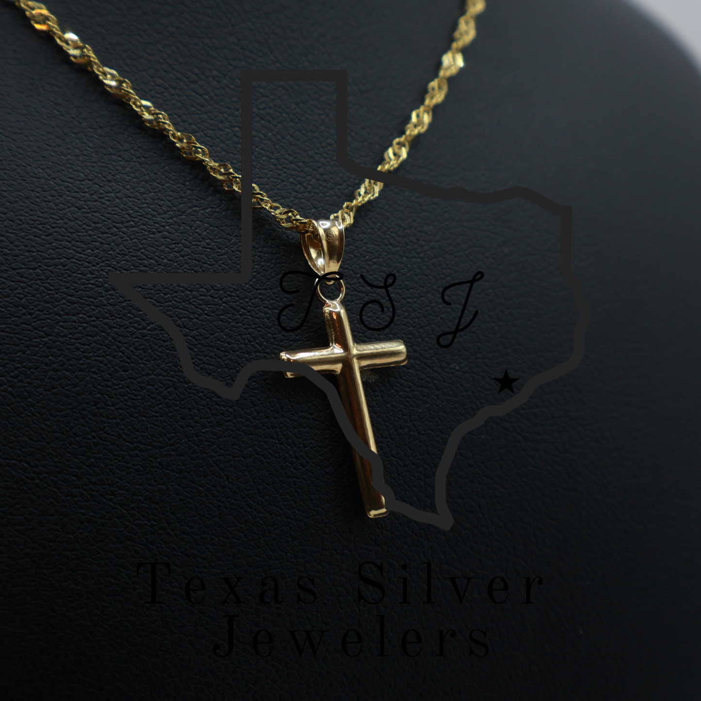 14kt Gold 20" Singapore Chain with Cross Pendant